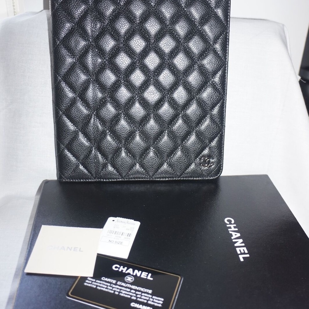 NEW Chanel Black Caviar Leather IPad Case